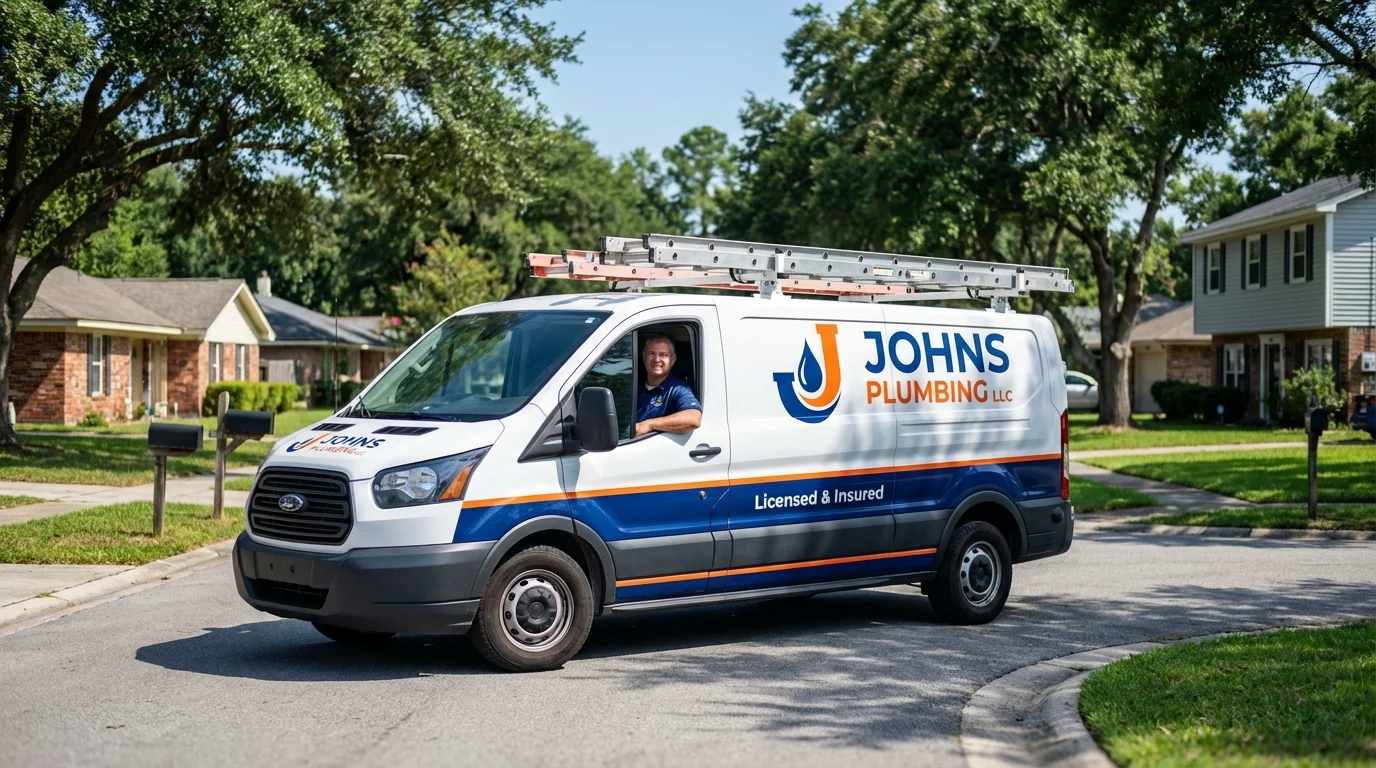 Johns Plumbing LLC service van in Monticello, WI