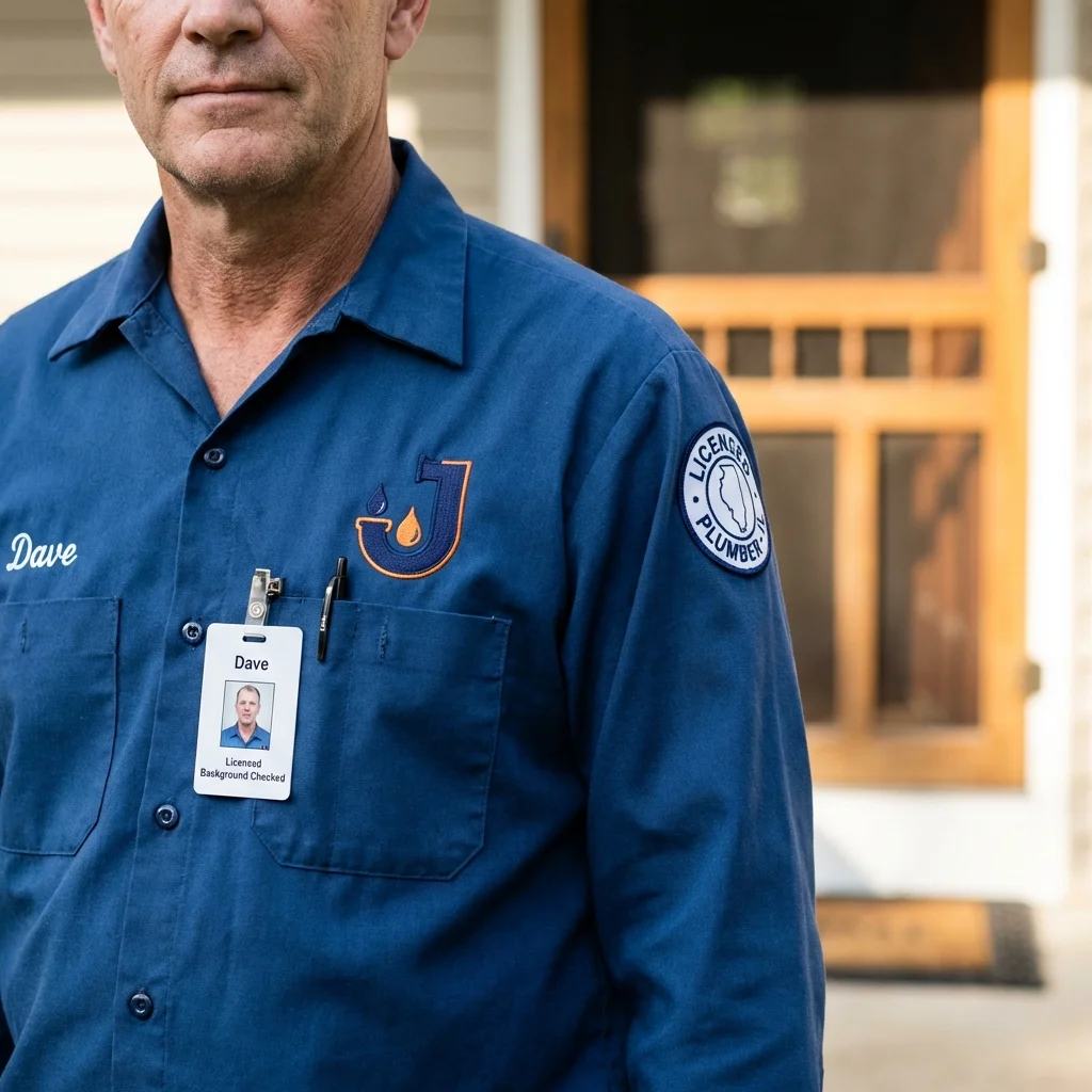Licensed plumber showing ID badge in Monticello, WI