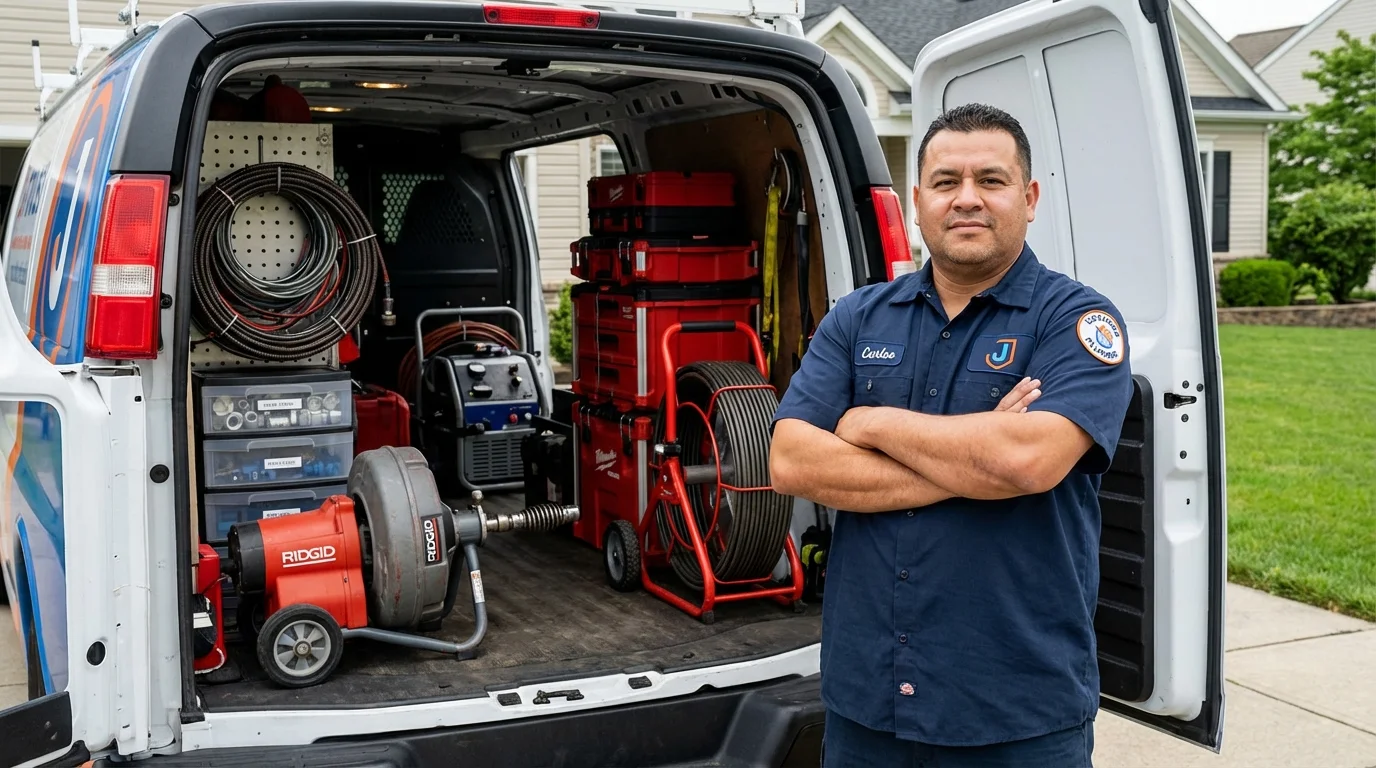 Professional drain cleaning equipment and Johns Plumbing LLC plumber in Monticello